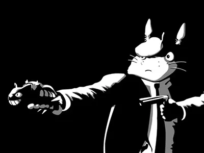 Totoro is Vincent Vega black contrast john travolta pulp fiction totoro