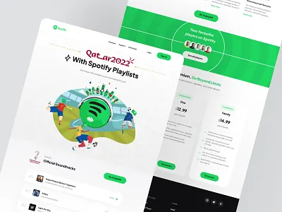 ⚽ Spotify FIFA World Cup Qatar 2022 Landing Page case study clean design fifa football hero section illustration landing minimal music music player qatar soccer sport spotify ui user interface ux web website