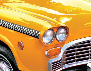 Big Yellow Taxi car checker illustration new retro taxi vintage york