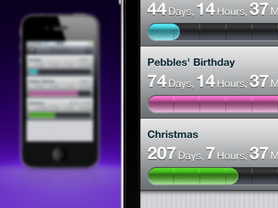TimeSpan Overview Panel app calendar countdown date deadline due event iphone meeting milestone reminder schedule time timer