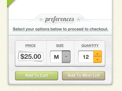 Shopping Cart add to cart button buttons cart commerce cost helvectica neue helvetica interface lobster price quantity shopping size sleak ui wishlist