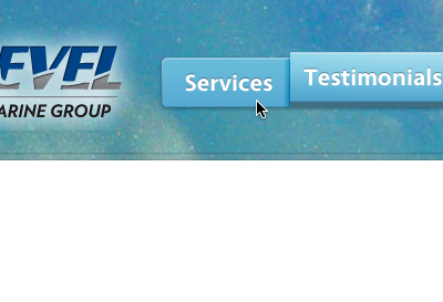 Hover State blue button group logo marine navigation sea services testimonials