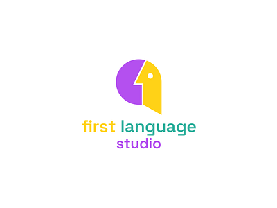 First language studio brand branding bubble design elegant illustration language learn logo logotype mark minimalism minimalistic modern sign speak talk
