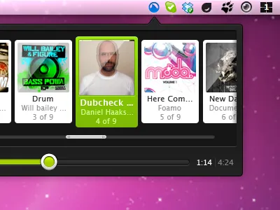 Small Grooveshark OS X app app clean dark green grey grooveshark mac os x