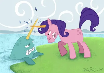 Unicorn Narwhal Fight! digital illustration