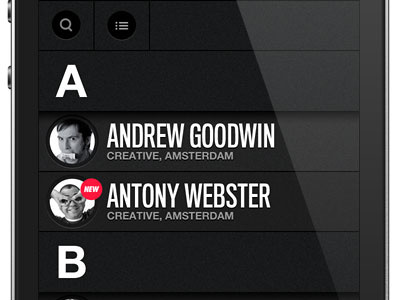 Internal Contacts App app black contacts iphone minimal