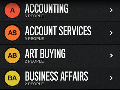 Internal Contacts App - Filter Department app black iphone