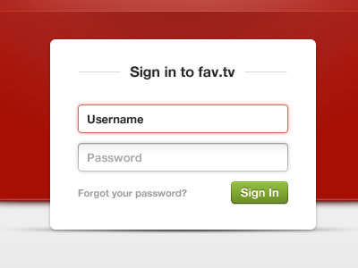 fav.tv: Login app design fav.tv green interface red startup tv ui user interface ux web app