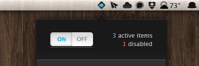 Menubar App dark mac os menubar off on switch ui utility white