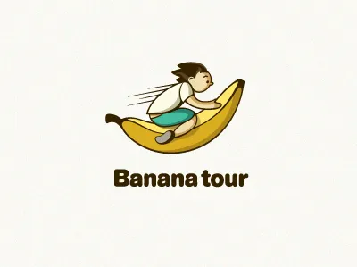 Banana Tour illustration line logo type vector yellow