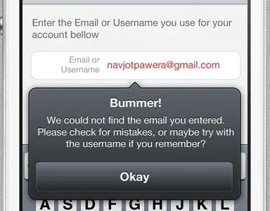 Error Popup Sample app error ios iphone