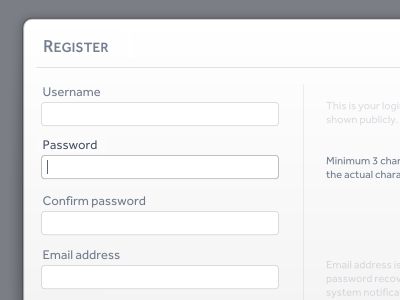 Register again clean context form
