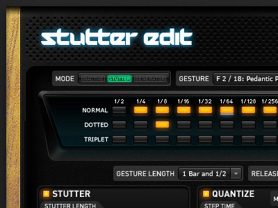 iZotope + BT: Stutter Edit au audio bt button edit glow interface isaacs izotope music plugin rtas stutter ui user vst zack
