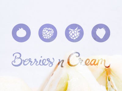 Berries n Cream Logo Versions berry branding circle fruit lettering logo script type
