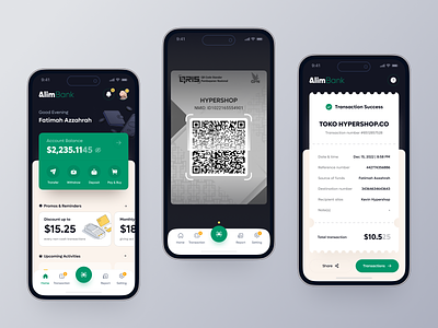 AlimBank: Financial Mobile App app bank banking branding design finance financial logo mobile money qrcode receipt regulation scan secure smart transaction trust ui ux