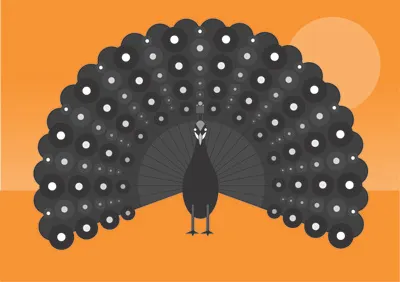 Confident animals graphic illustration peacock