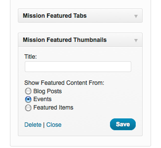 Mission Widget Preview admin widget wordpress