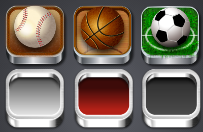 Sports Icons and Chromed Containers adobe chromed containers fireworks icons sports