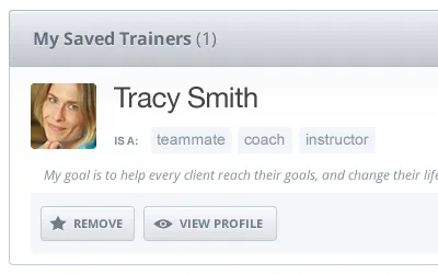 Fitness Co - Results Page Design (Shot 1) app bar bright colors button treatments buttons fireworks fitness fitness company fitness design gradient bar italics match results pinning public site tagging thumbnail typography ui design uiui vector web app