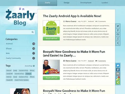 Zaarly Blog Full blog layout web website