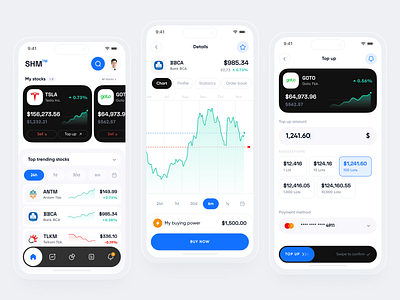 SHM: Stocks Management Mobile App app branding buy chart design finance financial graph invest investation management market money sell shares stock stocks typography ui ux