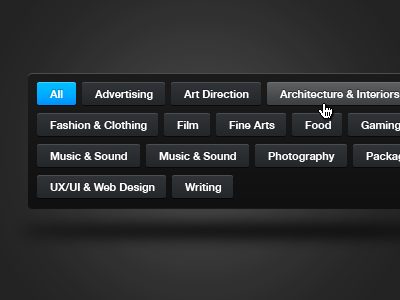 Creatives To Follow - Tag Navigation black blue buttons design navigation tags ui web design