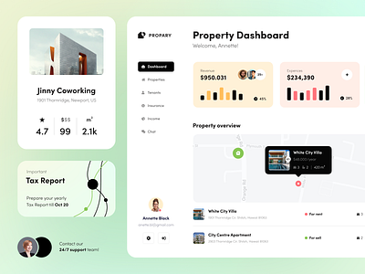 Propary Dashboard design interface product service startup ui ux website