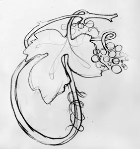 F Grape Vine Monogram calligraphy drawing graphite monograms vines