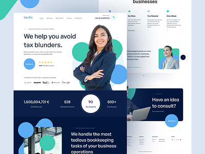 TaxFix: Tax Consulting Service branding business businessman businesswoman consultant design formal landing landing page page rebate regulation service tax trust typography ui ux web website