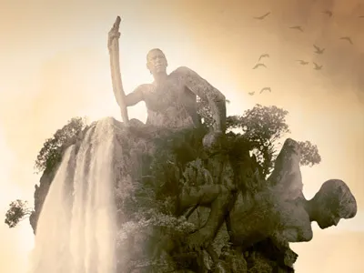 The Shepherd blending design distorted earth orange photo manipulation photoshop water waterfall yellow