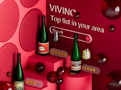 Wine in VIVINO 3d app bottle cg cinema4d logo rozov visualisation vivino wine wnbl