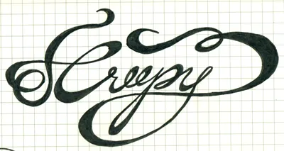 Creepy hand lettering sketch