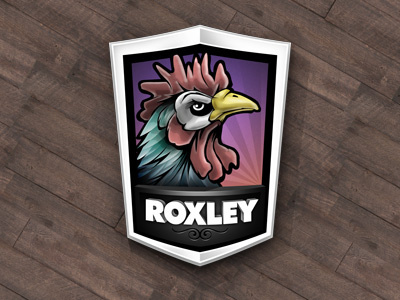 Rooster logo rooster roxley shield