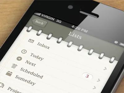 Things for iPhone (Interface remake) app green interface ios iphone leather paper tasks todo ui