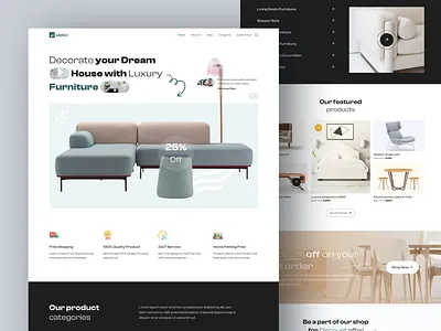Furniture Landing Page architecture branding chair decoration design e commerce ecommerce furniture graphic design homedecor logo modern online shop sofa uidex ux website