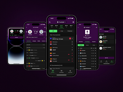 Match Informer — an app for tracking sports events app application concept design dynamic island football sport ui ux