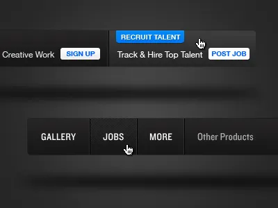 Behance Network - Main Navigation black blue design interface navigation ui user interface ux web design white