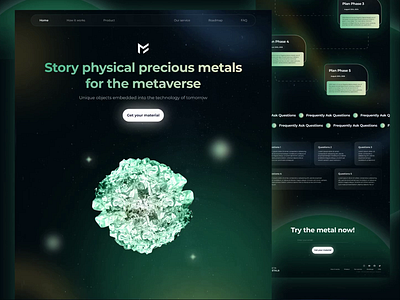 MetaMetals - NFT Crystal Landing Page Animation animation crypto exploration landingpage nft product design uidesign uiux web design web3 webdesign weblanding