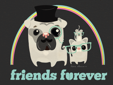 friend furever animals cat cute dog illustration mouse
