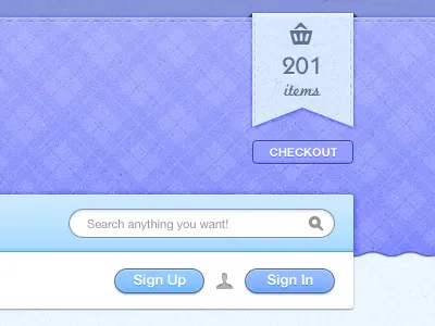 Elava buttons cart ribbons shampoo shopping ui web