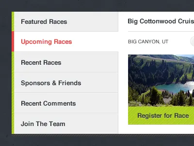 Sportls Concept black clean css3 dark design green menu minimal navigation photoshop tabs