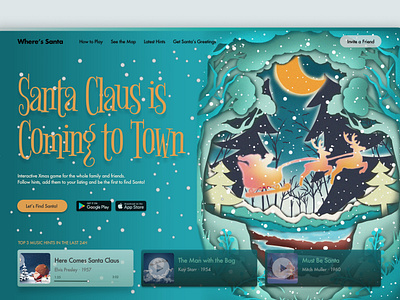 Where's Santa Website Landing Page - A Christmas Game christmas christmas game christmas time christmas website design figma design figma practice graphic design hero section design landing page design santa sketch ui webdesign xmas xmas season