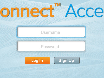 iConnect login screen app blue healthcare medical orange ui web app