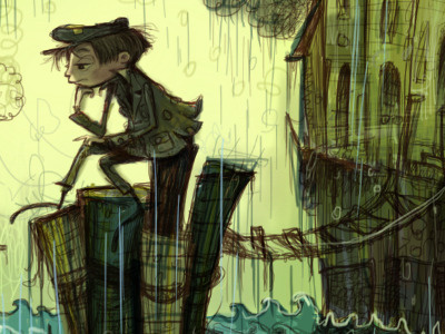 Fish Bone Harbor character design harbor illustration sadness sketch story trapdoor water watercolor
