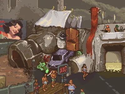 Ferocious Tournaments Main Illustration game games pixel art post apocalyptic tactic