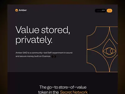 AmberDAO - Redesign Concept amber black dao dark frog landing page lilac line minimal orange secret webdesign yellow