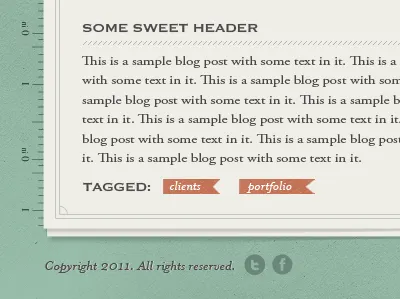 Blog Footer blog blog footer footer paper ribbon ruler social icons texture