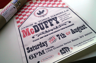 Jason & Tonia Wedding Poster bbq checker invite picnic poster type wedding