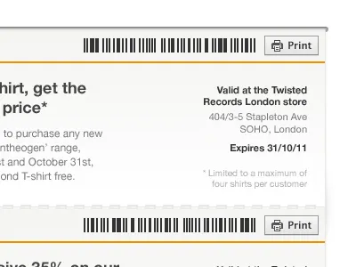 Initial design for some printable coupons coupon facebook paper perforation