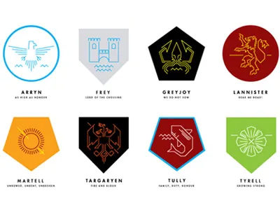 A Song of Ice and Fire / Game of Thrones / Misc. house sigils crest fantasy minimal modern sigil